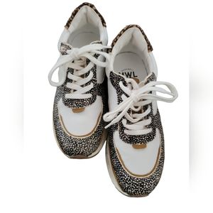 MADEWELL Kickoff Trainer Sneakers in Leather & Spot Mix Calf Hair Size 7